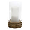 Wicker Design Candle Holder with Glass Hurricane (Set of 2) Image 1