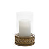 Wicker Design Candle Holder with Glass Hurricane (Set of 2) Image 2