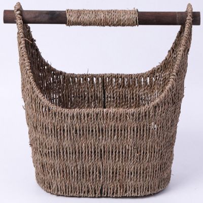 Wickerwise Free Standing Magazine and Toilet Paper Holder Basket with Wooden Rod Image 3