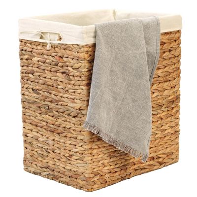 Wickerwise Handmade Rectangular Water Hyacinth Wicker Laundry Hamper with Lid Natural, Large Image 1