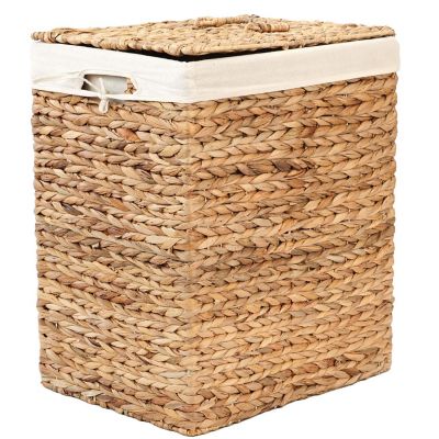 Wickerwise Handmade Rectangular Water Hyacinth Wicker Laundry Hamper with Lid Natural, Large Image 2