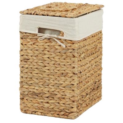 Wickerwise Handmade Rectangular Water Hyacinth Wicker Laundry Hamper with Lid Natural, Small Image 2