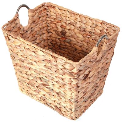 Wickerwise Large Square Water Hyacinth Wicker Laundry Basket Image 1