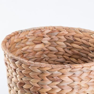 Wickerwise Natural Water Hyacinth Round Waste Basket - For Bathrooms, Bedrooms, or Offices Image 2