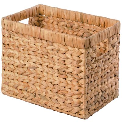Wickerwise Natural Woven Water Hyacinth Wicker Rectangular Storage Bin Basket with Handles, Large Image 2