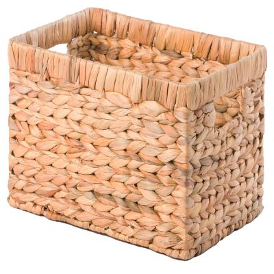 Wickerwise Natural Woven Water Hyacinth Wicker Rectangular Storage Bin Basket with Handles, Medium Image 2