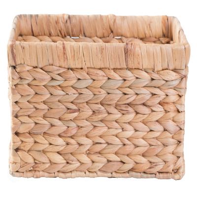Wickerwise Natural Woven Water Hyacinth Wicker Rectangular Storage Bin Basket with Handles, Small Image 2