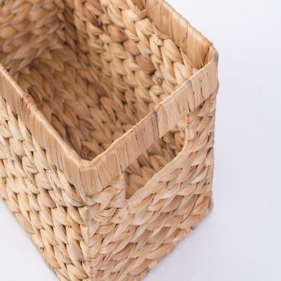 Wickerwise Natural Woven Water Hyacinth Wicker Rectangular Storage Bin Basket with Handles, Small Image 3