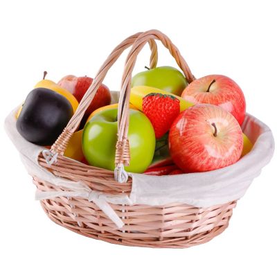 Wickerwise Oval Willow Basket with Double Drop Down Handles (3, White) Image 1