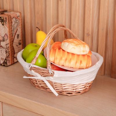 Wickerwise Oval Willow Basket with Double Drop Down Handles (3, White) Image 1
