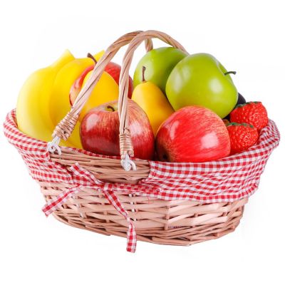 Wickerwise Oval Willow Basket with Double Drop Down Handles, Set of 3 Red Image 1