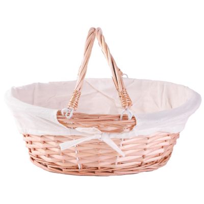 Wickerwise Oval Willow Basket with Double Drop Down Handles, White Image 2