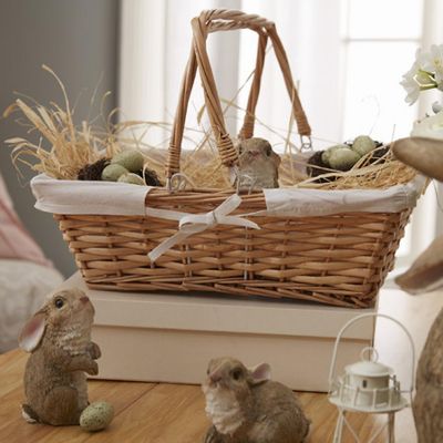 Wickerwise Rectangular Willow Basket with White Fabric Lining Image 1