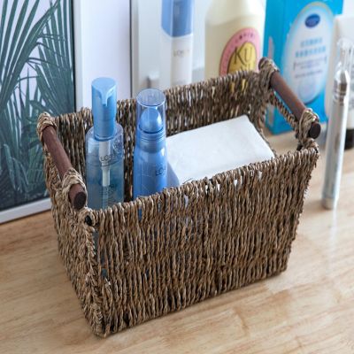 Wickerwise Seagrass Counter-Top Basket Great for Folded Paper Towel Image 1