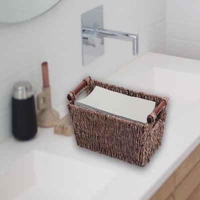 Wickerwise Seagrass Counter-Top Basket Great for Folded Paper Towel Image 2