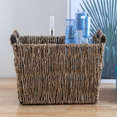 Wickerwise Seagrass Counter-Top Basket Great for Folded Paper Towel Image 3