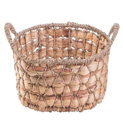 Wickerwise Seagrass Fruit Bread Basket Tray with Handles, Large Image 1