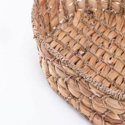 Wickerwise Seagrass Fruit Bread Basket Tray with Handles, Large Image 2