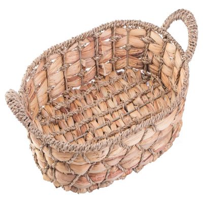 Wickerwise Seagrass Fruit Bread Basket Tray with Handles, Medium Image 1