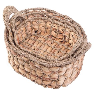 Wickerwise Seagrass Fruit Bread Basket Tray with Handles, Set of 3 Image 1