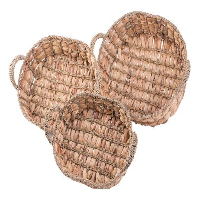 Wickerwise Seagrass Fruit Bread Basket Tray with Handles, Set of 3 Image 2