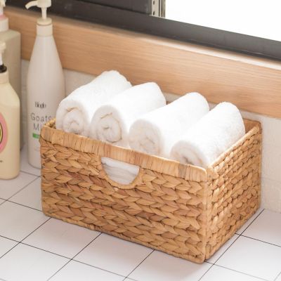Wickerwise Set of 3 Foldable Natural Water Hyacinth Storage Bin, Small Image 1