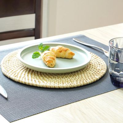 Wickerwise Set of 4 Decorative Round 9.5"" Natural Woven Handmade Rattan Placemats Image 1