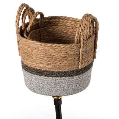 Wickerwise Straw Decorative Round Storage Basket Set of 3 with Woven Handles for the Playroom, Bedroom, and Living Room Image 2