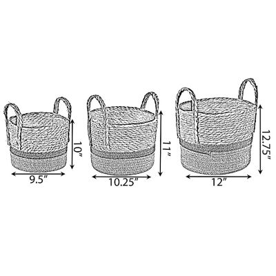 Wickerwise Straw Decorative Round Storage Basket Set of 3 with Woven Handles for the Playroom, Bedroom, and Living Room Image 3