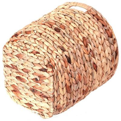 Wickerwise Water Hyacinth Large Round Wicker Wastebasket with Cutout Handles Image 2