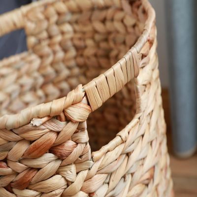 Wickerwise Water Hyacinth Large Round Wicker Wastebasket with Cutout Handles Image 3