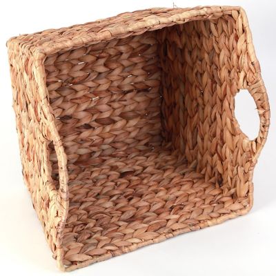 Wickerwise Water Hyacinth Rectangular Wicker Storage Baskets with Cutout Handles, Large Image 1