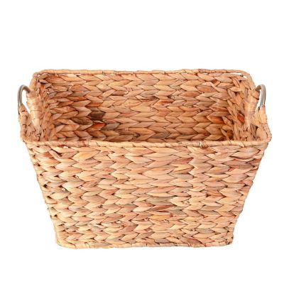 Wickerwise Water Hyacinth Wicker Large Square Storage Laundry Basket with Handles Image 2