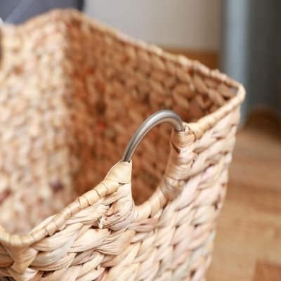 Wickerwise Water Hyacinth Wicker Large Square Storage Laundry Basket with Handles Image 3