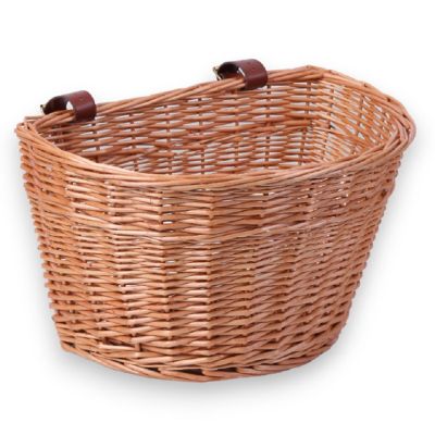 Wickerwise Wicker Front Bike Basket Universal Handlebar Mount Brown Image 1