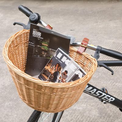 Wickerwise Wicker Front Bike Basket Universal Handlebar Mount Brown Image 2