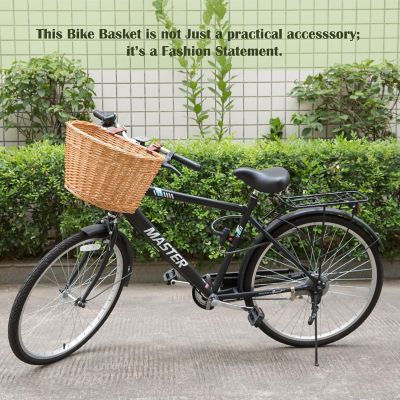 Wickerwise Wicker Front Bike Baskets Universal Handlebar Mount for All Bikes and ages, Ideal for Beach Cruisers, Stationary Bikes, Ebikes, and Road Bikes, Brown Image 1