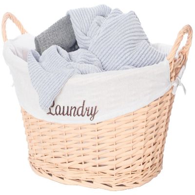 Wickerwise Willow Laundry Hamper Basket with Liner and Side Handles Image 1