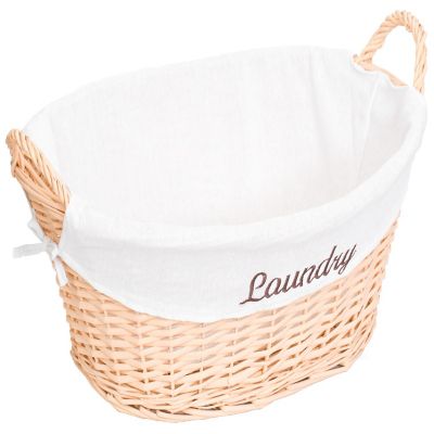 Wickerwise Willow Laundry Hamper Basket with Liner and Side Handles Image 2