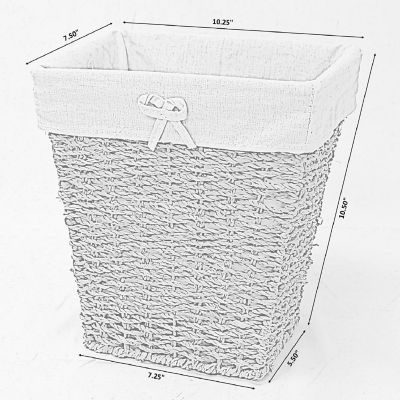 Wickerwise Woven Seagrass Small Waste Bin Lined with White Washable Lining Image 3