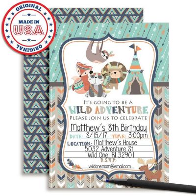 Wild Adventure Tribal Birthday Invitations 40pcs. by AmandaCreation Image 3