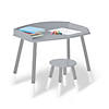 Wildkin Modern Study Desk and Stool Set - Gray with White Image 1