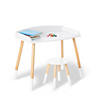 Wildkin Modern Study Desk and Stool Set - White with Natural Image 1