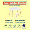 Wildkin Modern Study Desk and Stool Set - White with Natural Image 1