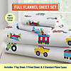 Wildkin Trains, Planes & Trucks 100% Organic Cotton Flannel Sheet Set - Full Image 1