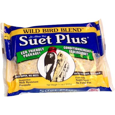 Wildlife Sciences Wild Bird Blend Suet Plus Bird Feed, Melt Resistant Formula, 11oz Single Cake Image 1