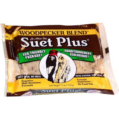 Wildlife Sciences Woodpecker Blend Suet Plus Bird Feed, Melt Resistant Formula, 11oz Single Cake Image 1