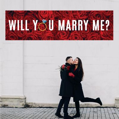 Will Marry Me Rose Ring Banner - 13 x 48 Inch Image 3