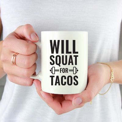 Will Squat for Tacos Ceramic Mug Image 1