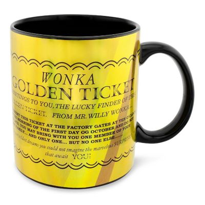 Willy Wonka Golden Ticket Ceramic Mug  Holds 20 Ounces Image 1